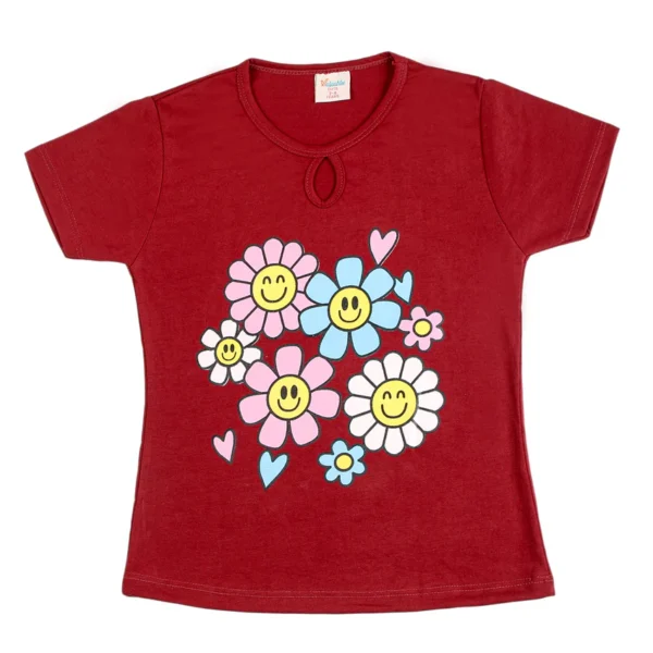 Girls Half Sleeves T-Shirt - Maroon